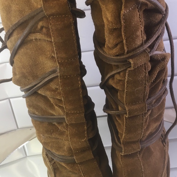 Michael Kors Moccasin Style Calf High Boots Shoes Brown Suede Womens 8 - Picture 5 of 14